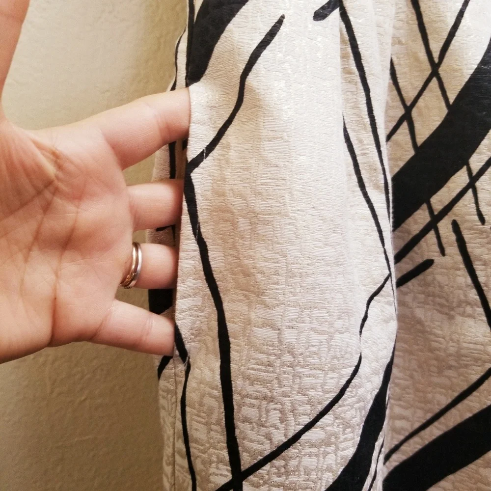 Anthro Champagne Gold Dress Black Cocktail Dress 8 - Picture 4 of 7